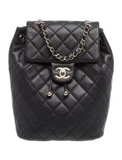 Pre-owned Chanel Quilted Caviar Urban Spirit Backpack In Black
