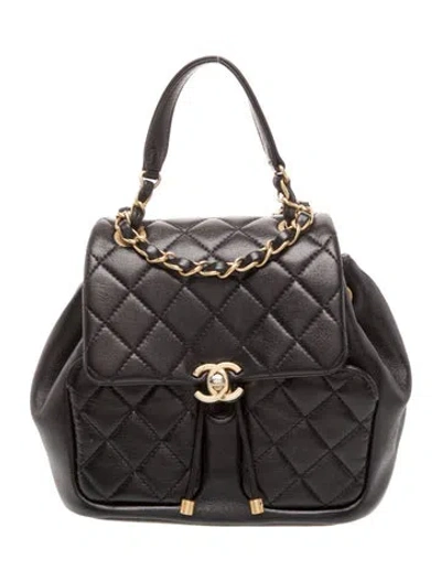 Pre-owned Chanel Quilted Cc Backpack In Black