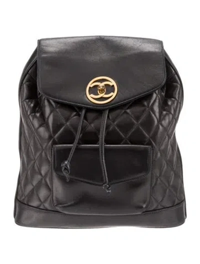 Pre-owned Chanel Quilted Cc Backpack In Black