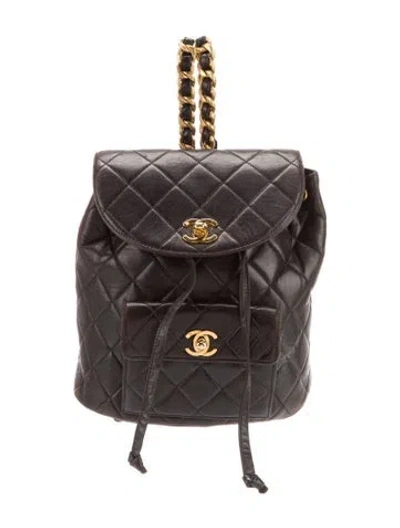 Pre-owned Chanel Quilted Cc Backpack In Black