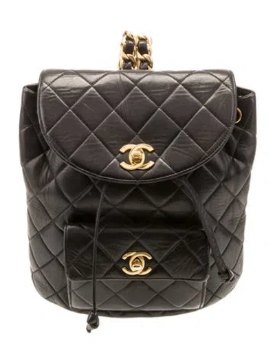 Pre-owned Chanel Quilted Cc Backpack In Black