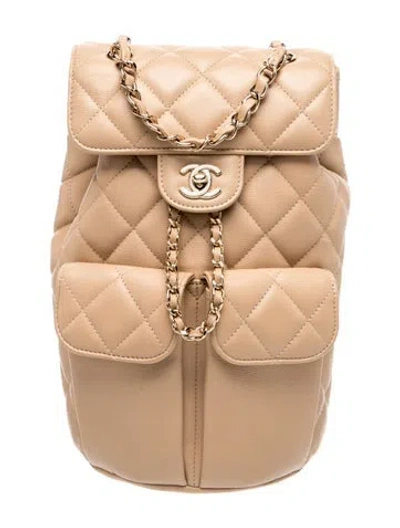 Pre-owned Chanel Quilted Cc Backpack In Neutral