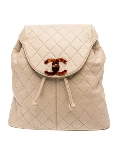 Pre-owned Chanel Quilted Cc Backpack In Neutral