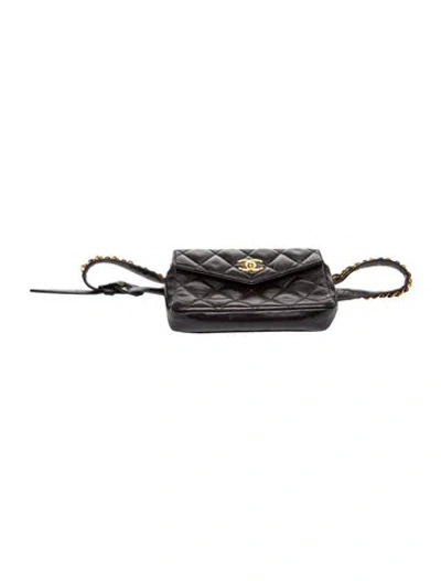 Pre-owned Chanel Quilted Cc Belt Bag In Black