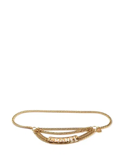 Pre-owned Chanel Quilted Cc Belt In Gold