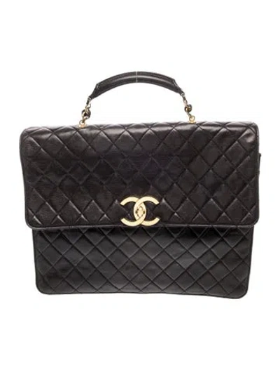 Pre-owned Chanel Quilted Cc Briefcase In Black