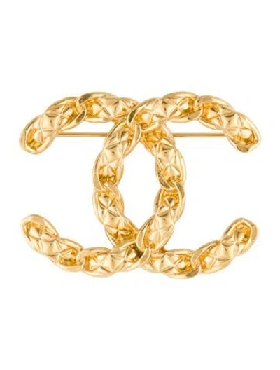 Pre-owned Chanel Quilted Cc Brooch In Multi