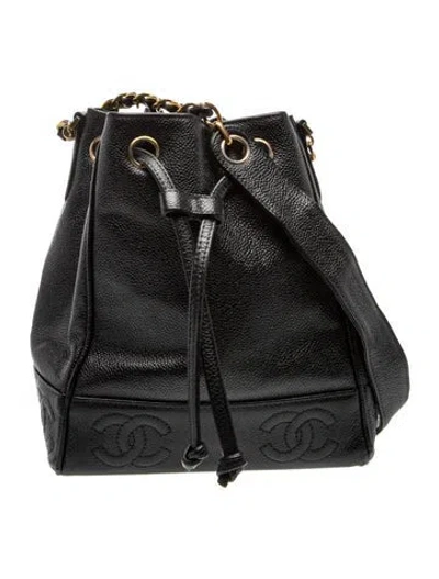 Pre-owned Chanel Quilted Cc Bucket Bag In Black