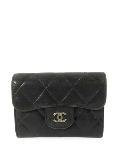 Pre-owned Chanel Quilted Cc Card Case In Black