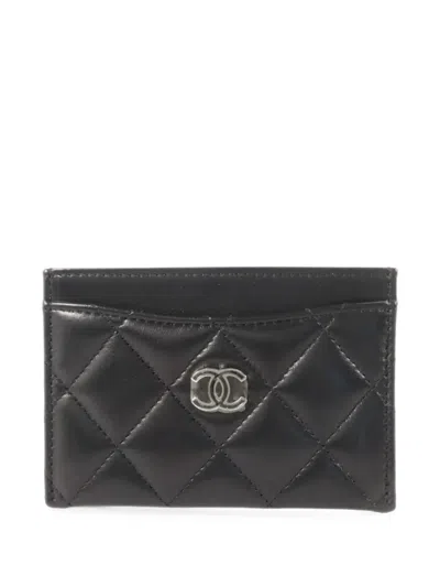 Pre-owned Chanel Quilted Cc Card Holder In Black