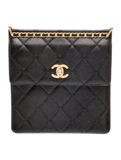 Pre-owned Chanel Quilted Cc Chain Backpack In Black