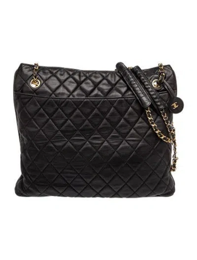 Pre-owned Chanel Quilted Cc Chain Tote In Black