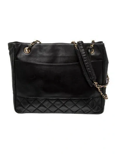 Pre-owned Chanel Quilted Cc Chain Tote In Black