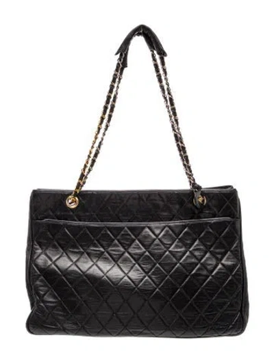 Pre-owned Chanel Quilted Cc Chain Tote In Black