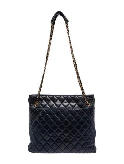 Pre-owned Chanel Quilted Cc Chain Tote In Blue