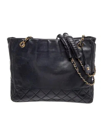 Pre-owned Chanel Quilted Cc Chain Tote In Blue