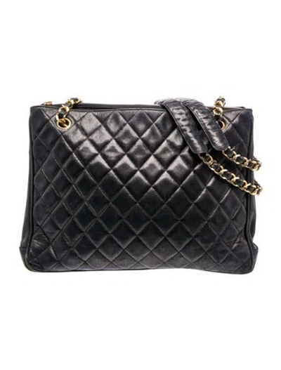 Pre-owned Chanel Quilted Cc Charm Tote In Black