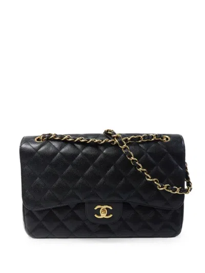 Pre-owned Chanel Quilted Cc Classic Large Turn-lock Shoulder Bag In Black
