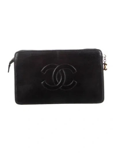 Pre-owned Chanel Quilted Cc Clutch In Black
