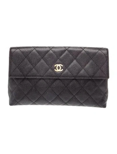 Pre-owned Chanel Quilted Cc Clutch In Black