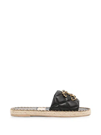 Pre-owned Chanel Quilted Cc Espadrilles In Black
