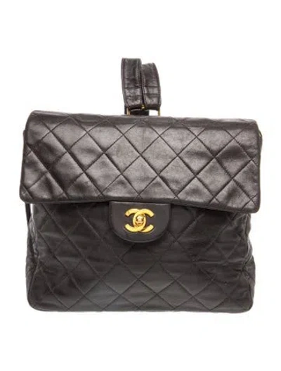 Pre-owned Chanel Quilted Cc Flap Backpack In Black