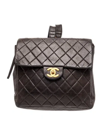 Pre-owned Chanel Quilted Cc Flap Backpack In Brown
