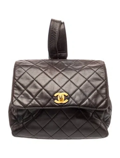 Pre-owned Chanel Quilted Cc Flap Backpack In Brown