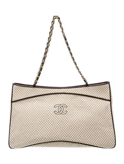 Pre-owned Chanel Quilted Cc Jersey Tote In Neutral