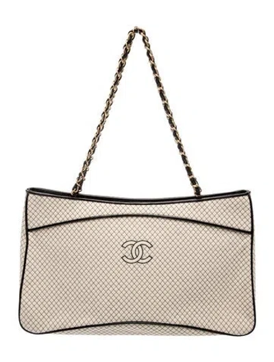 Pre-owned Chanel Quilted Cc Jersey Tote In Neutrals