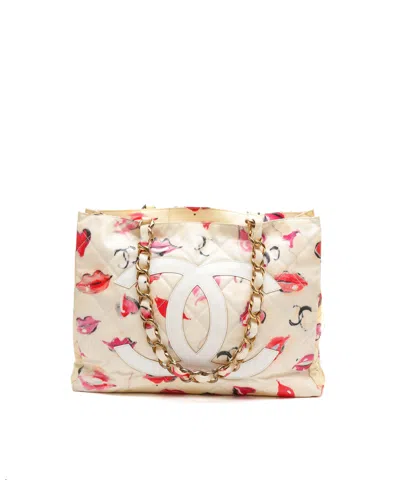 Chanel Quilted Cc Lips Tote Bag In Neutral