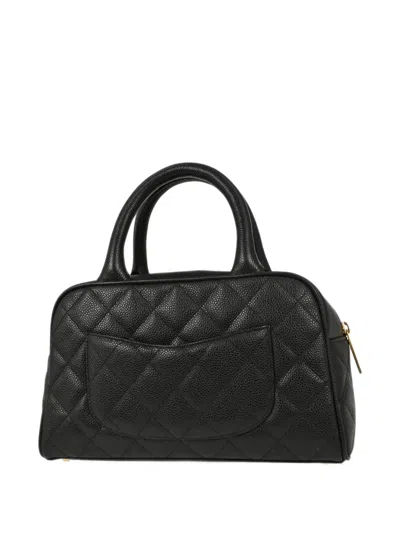 Chanel Quilted Cc Logo-patch Bowling Bag In Orange