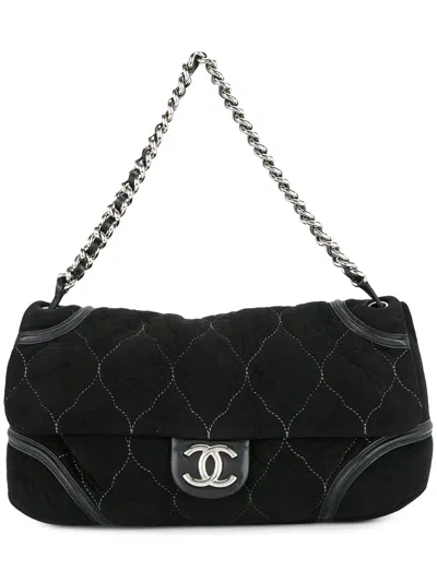 Pre-owned Chanel Quilted Cc Logos Chain Shoulder Bag In Black
