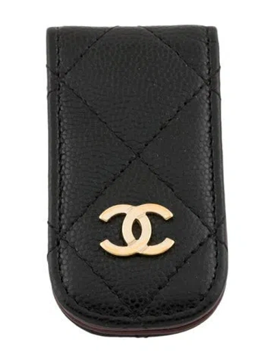 Pre-owned Chanel Quilted Cc Money Clip In Black