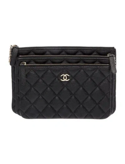 Pre-owned Chanel Quilted Cc Multi Clutch In Black