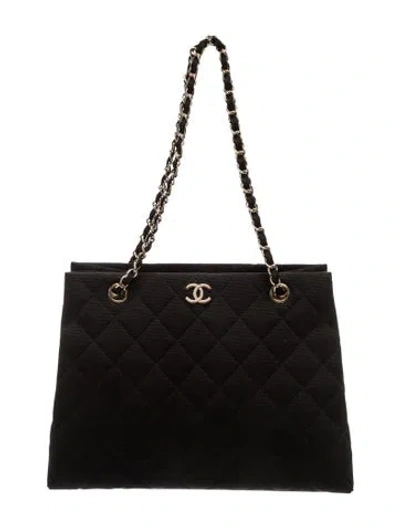 Pre-owned Chanel Quilted Cc Shopping Tote In Black