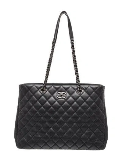 Pre-owned Chanel Quilted Cc Shopping Tote In Black