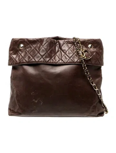 Pre-owned Chanel Quilted Cc Shopping Tote In Brown