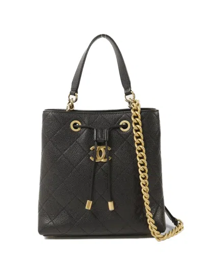 Pre-owned Chanel Quilted Cc Shoulder Bag In Black