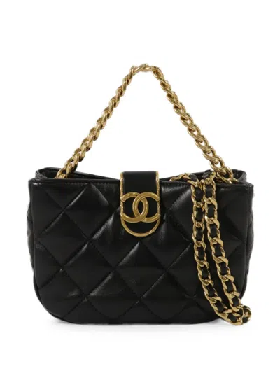 Chanel Quilted Cc Shoulder Bag In Black