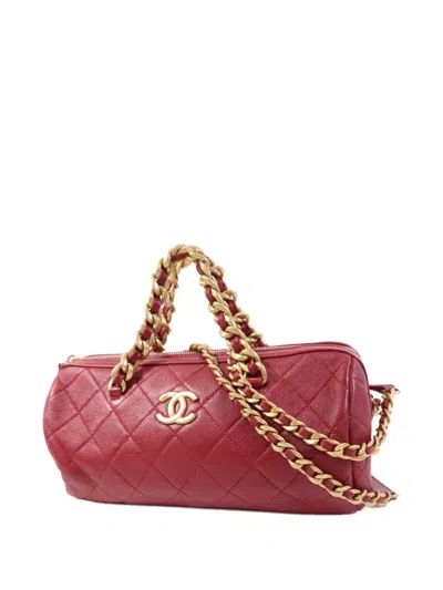 Pre-owned Chanel Quilted Cc Shoulder Bag In Red