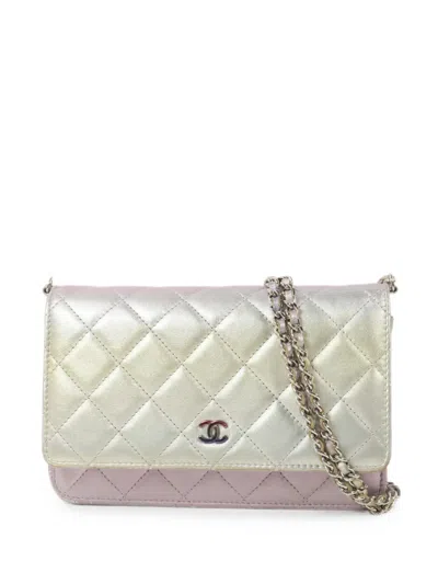Pre-owned Chanel Quilted Cc Shoulder Bag In Silver