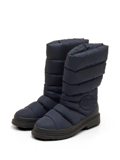 Pre-owned Chanel Quilted Cc Snow Boots In Blue
