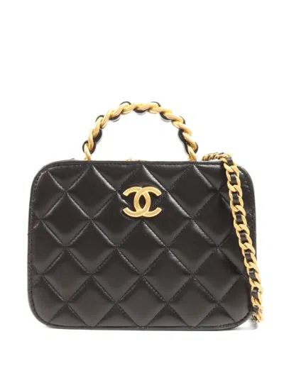 Pre-owned Chanel Quilted Cc Tote Bag In Black