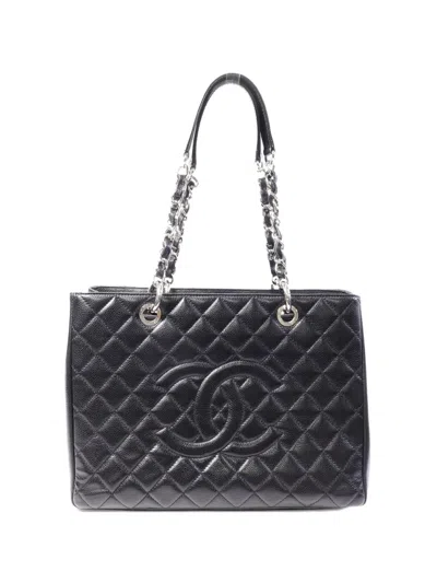 Pre-owned Chanel Quilted Cc Tote Bag In Black
