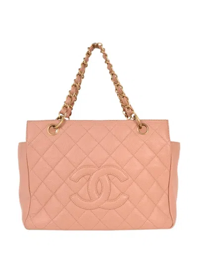Pre-owned Chanel Quilted Cc Tote Bag In Pink