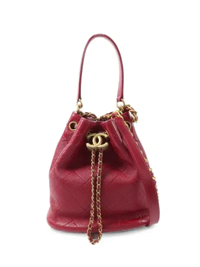Pre-owned Chanel Quilted Cc Tote Bag In Red