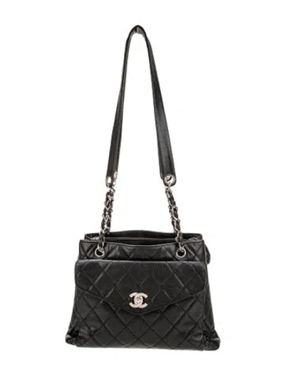 Pre-owned Chanel Quilted Cc Tote In Black