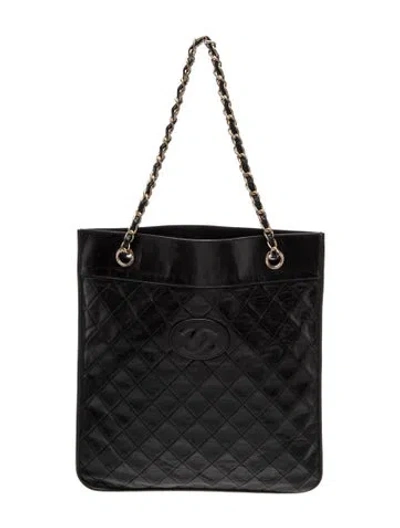 Pre-owned Chanel Quilted Cc Tote In Black