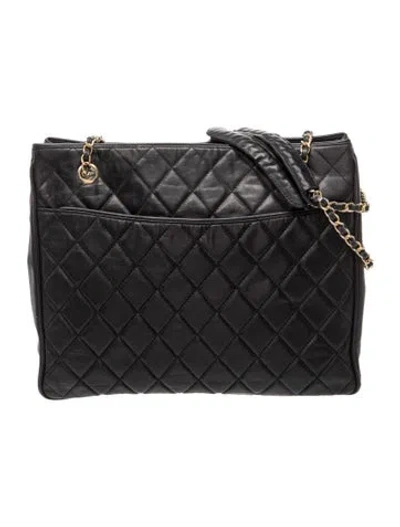 Pre-owned Chanel Quilted Cc Tote In Black